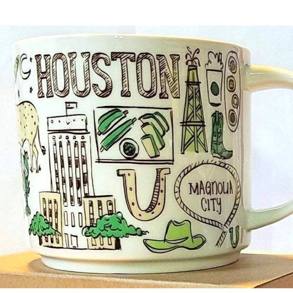 Starbucks Houston Been There Series Mug White/Green Multicolor 14 fl oz
